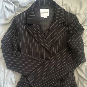 Better Be Black Pinstriped Tailored Blazer